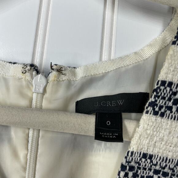 J.Crew Women’s White & Blue Sleeveless V-Neck Back Zip Fit & Flare Dress Size 0 - Picture 6 of 12